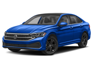 blue 2024 VW Jetta front angle view