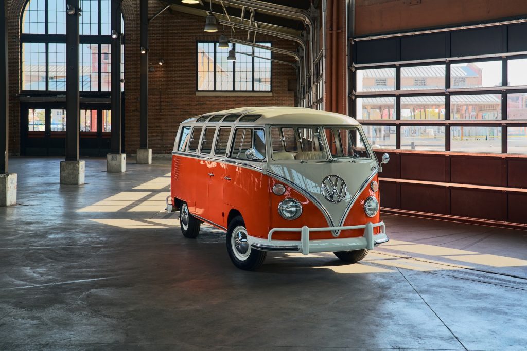 1967 Volkswagen Bus with Orange and White Paint