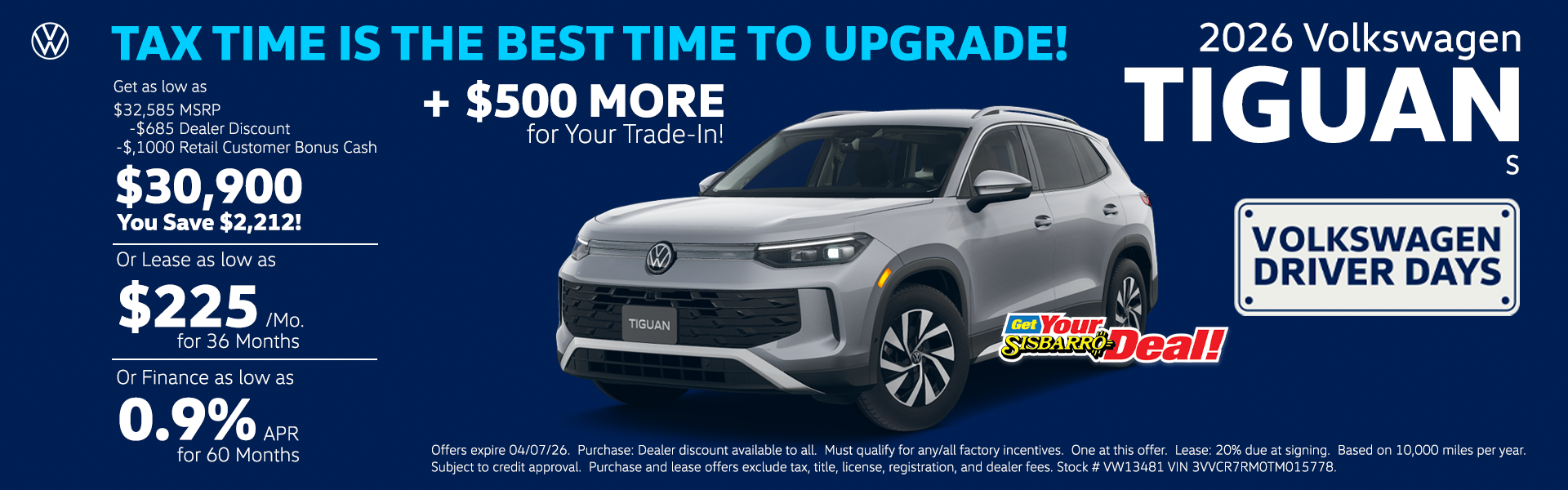 March 2026 Volkswagen Tiguan Offers