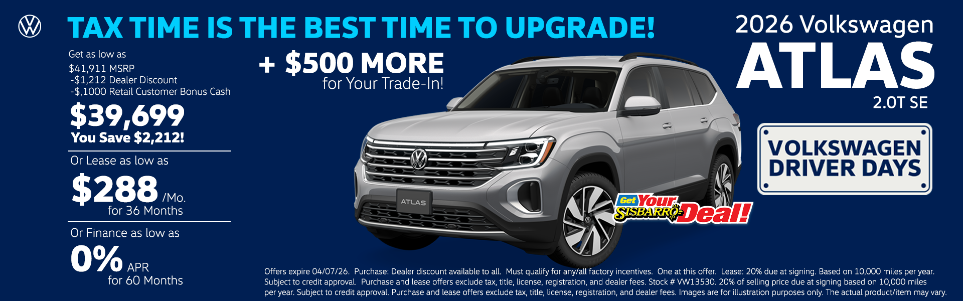 March 2026 Volkswagen Atlas Offers